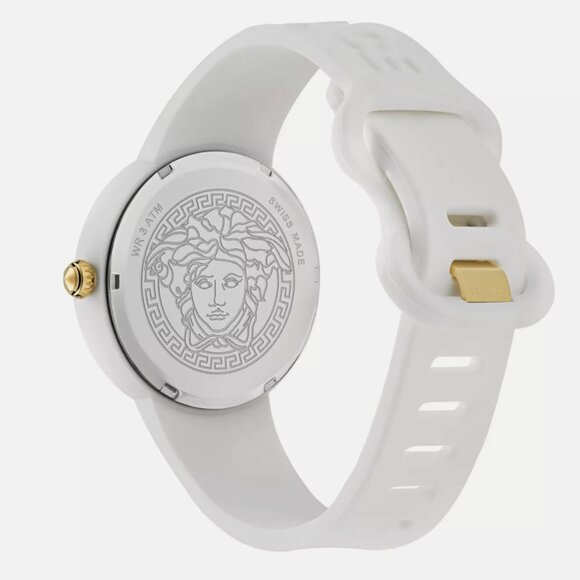 Rare! Versace Women\'s White Medusa Queen 39mm Watch